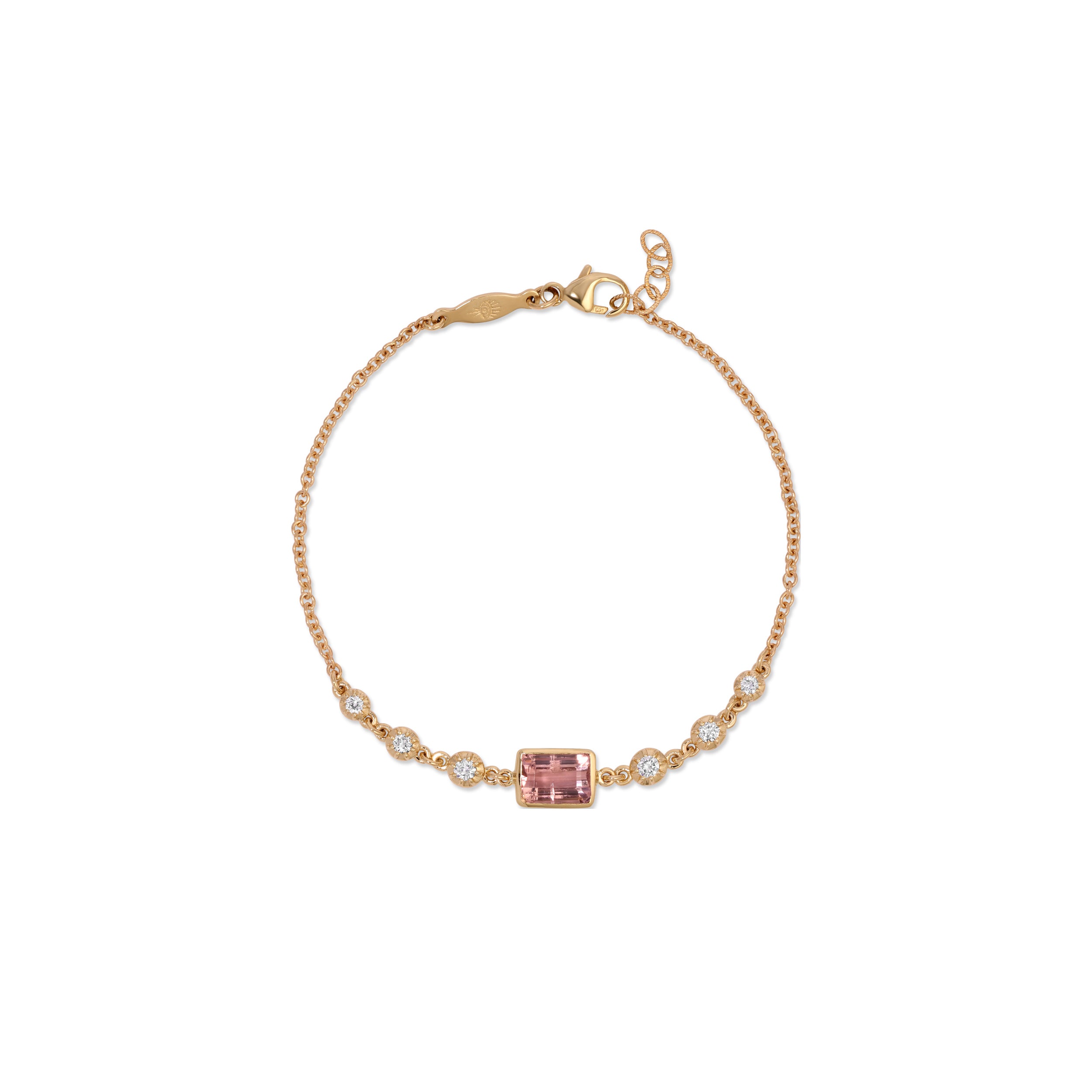 Jacquie Aiche Pink Tourmaline Baguette Sophia Diamond Bracelet