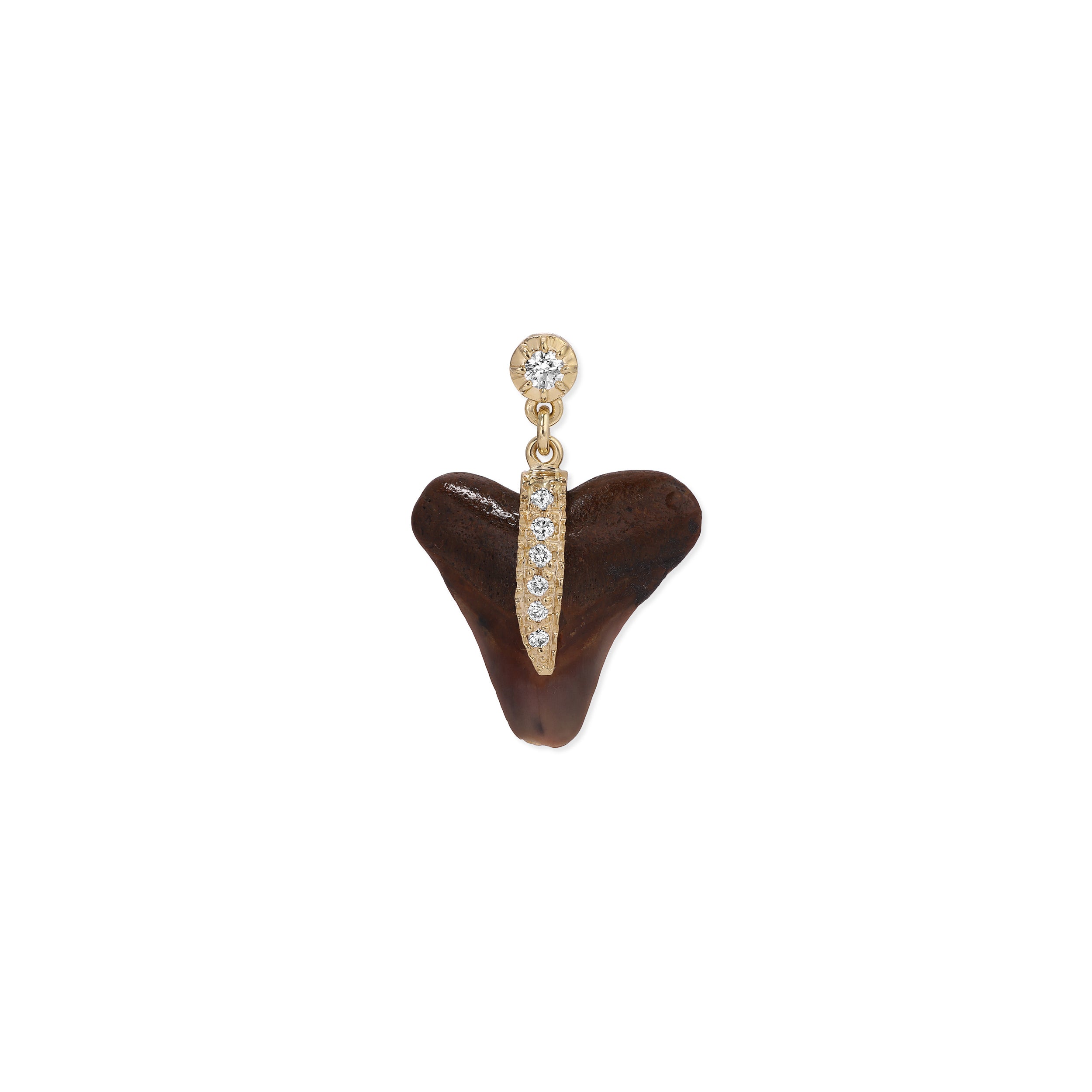 Jacquie Aiche Sophia Diamond + Pavé Drip Brown Shark Tooth Drop Stud