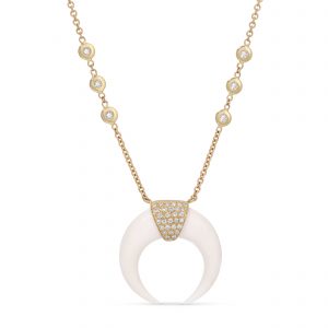Jacquie Aiche Small Pave Double Horn Bone Necklace