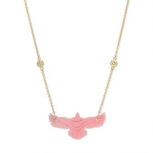 Jacquie Aiche Small Pink Conch Shell Thunderbird 2 Diamond Necklace