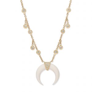 Jacquie Aiche Small Pavé Double Horn Bezel Diamond Shaker Necklace