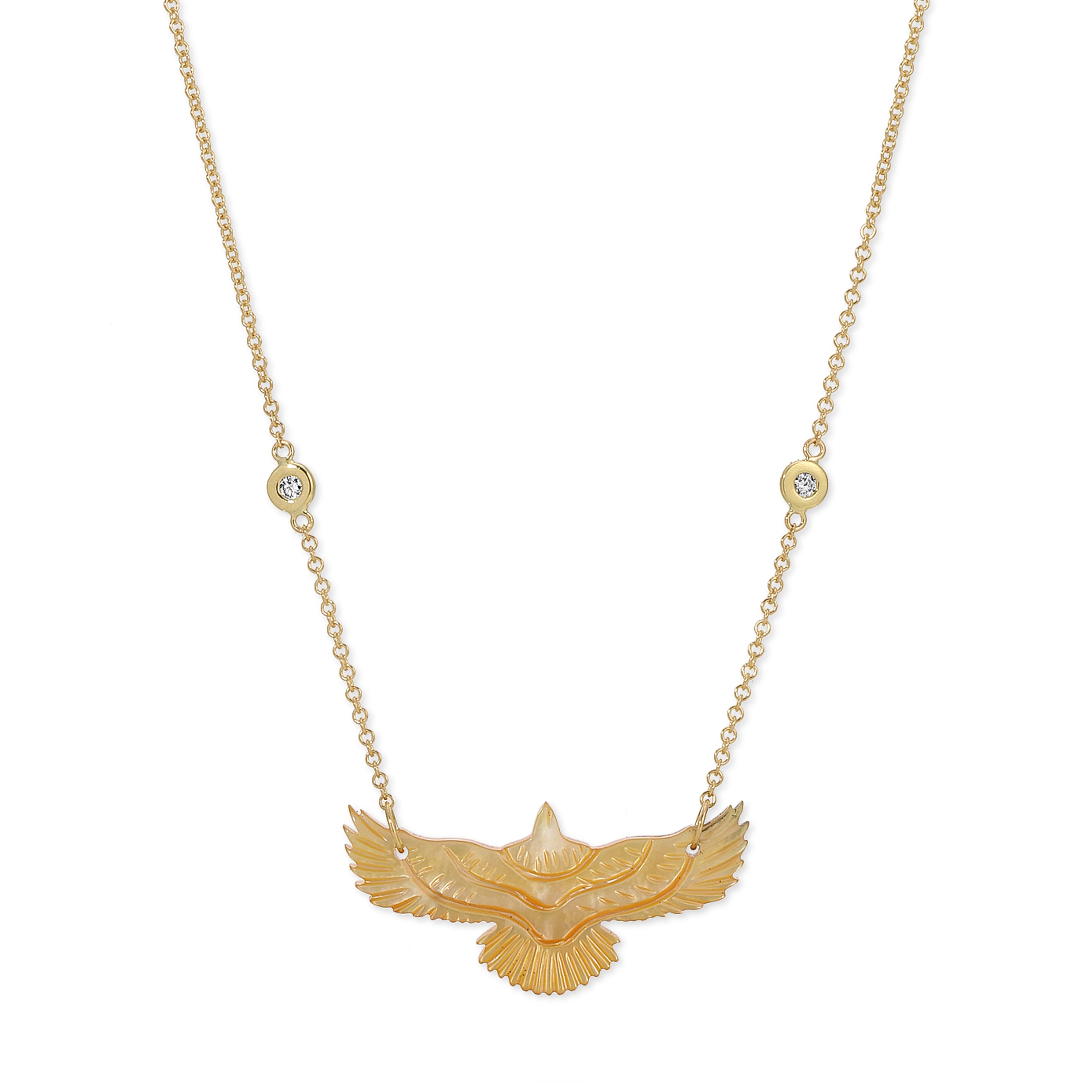 Jacquie Aiche Small Yellow Pearl Thunderbird 2 Diamond Necklace