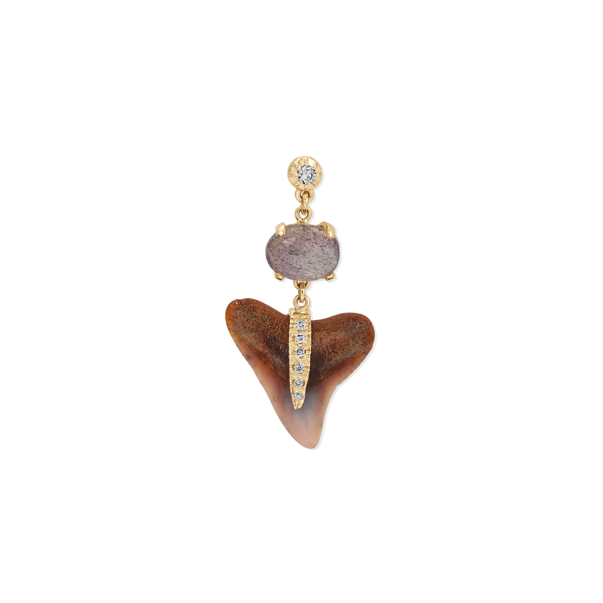 Jacquie Aiche Sophia Diamond + Labradorite Pave Shark Tooth Drop Stud