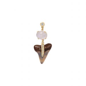 Jacquie Aiche Sophia Diamond + 1 Moonstone Pave Shark Tooth Drop Stud