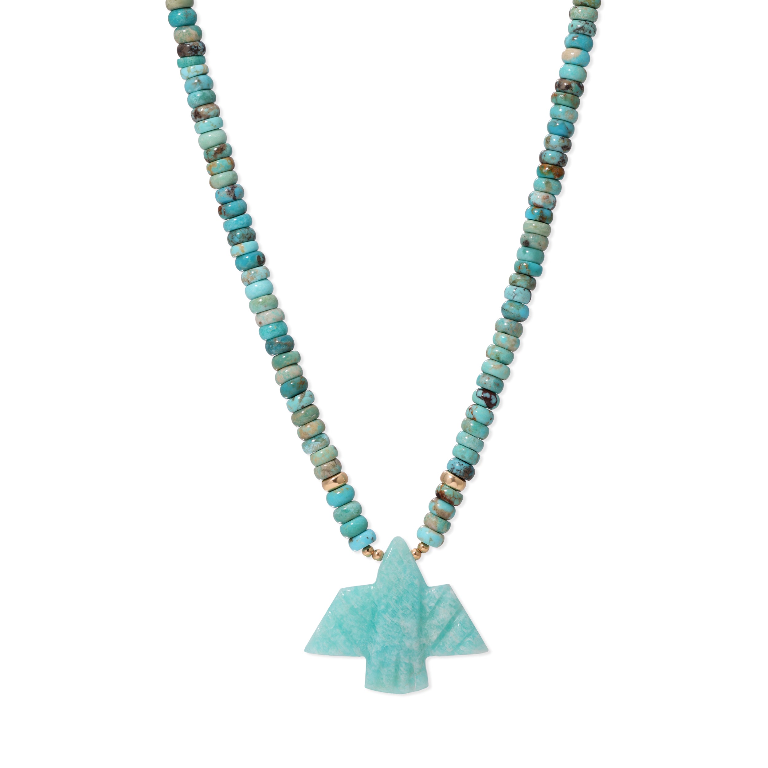 Jacquie Aiche Amazonite Thunderbird + Turquoise Round Beaded Necklace
