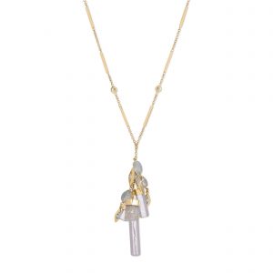 Jacquie Aiche Aquamarine Bar Drip + Eye Diamond Bar Chain Necklace