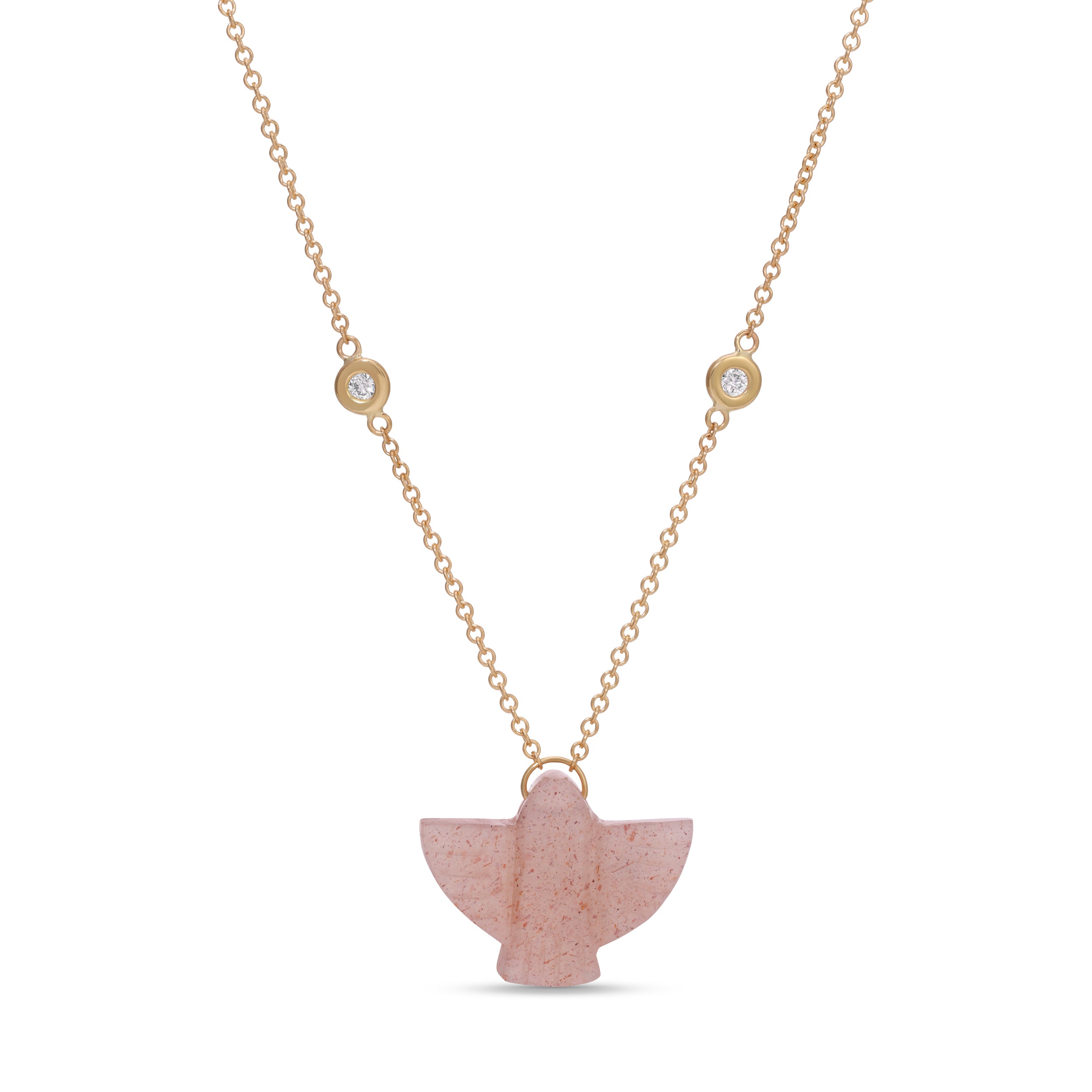 Jacquie Aiche Baby Peach Moonstone Thunderbird Necklace