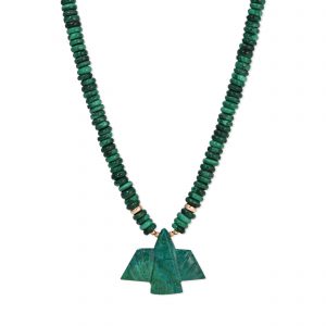 Jacquie Aiche Chrysocolla Thunderbird + Malachite Round Beaded Necklace