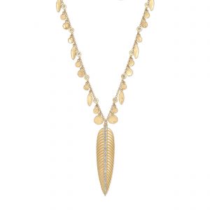 Jacquie Aiche Large Feather Wing Necklace with Hammered Discs and Teardrop Shakers
