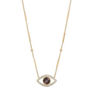 Jacquie Aiche Purple Tourmaline Pavé Open Eye Necklace