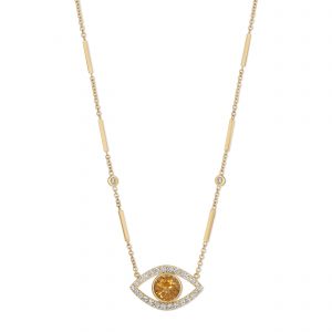 Jacquie Aiche Yellow Tourmaline Pavé Open Eye Necklace