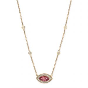 Jacquie Aiche Pink Tourmaline Eye Necklace with Pavé Diamonds