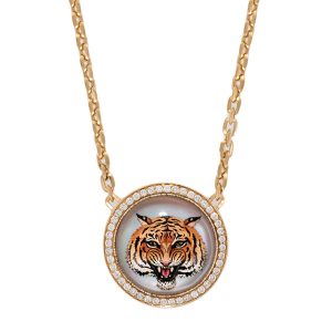 Jacquie Aiche Painted Tiger Feline Moe Chain Necklace