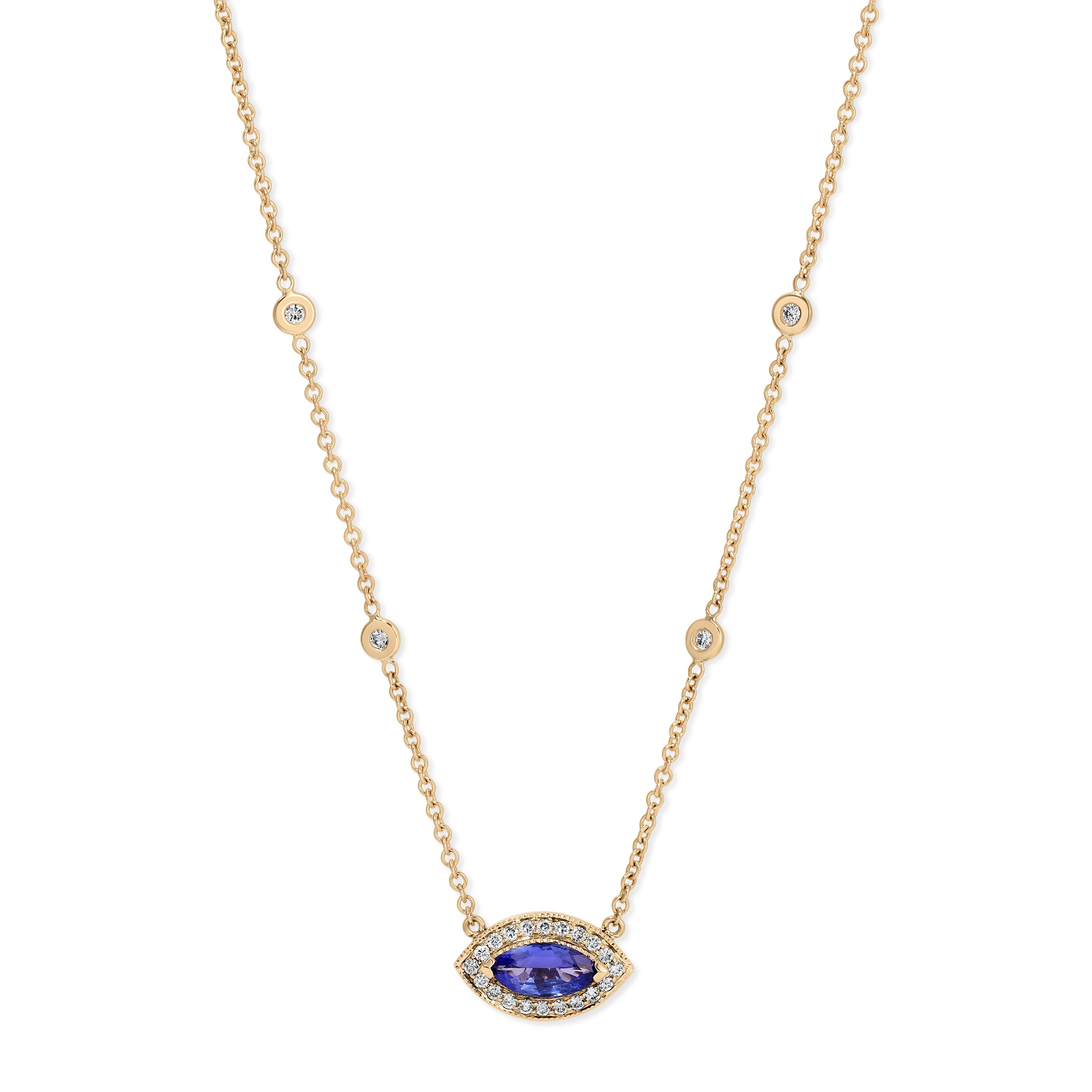 Jacquie Aiche Tanzanite Eye Necklace with Pavé Diamonds