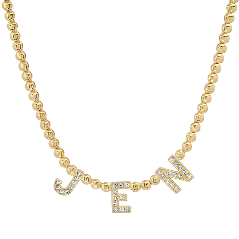 Jennifer Meyer Bezel Tennis Necklace with Custom Diamond Word Accent