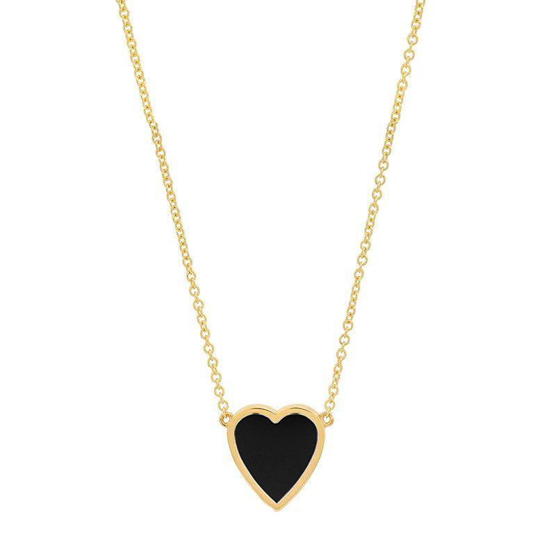 Jennifer Meyer Mini Onyx Inlay Heart Necklace