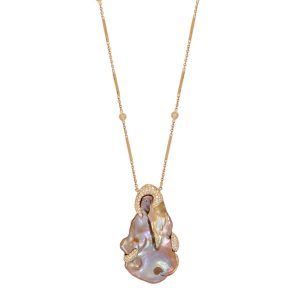 Jacquie Aiche Freeform Pearl Necklace with Pavé Diamond Claws