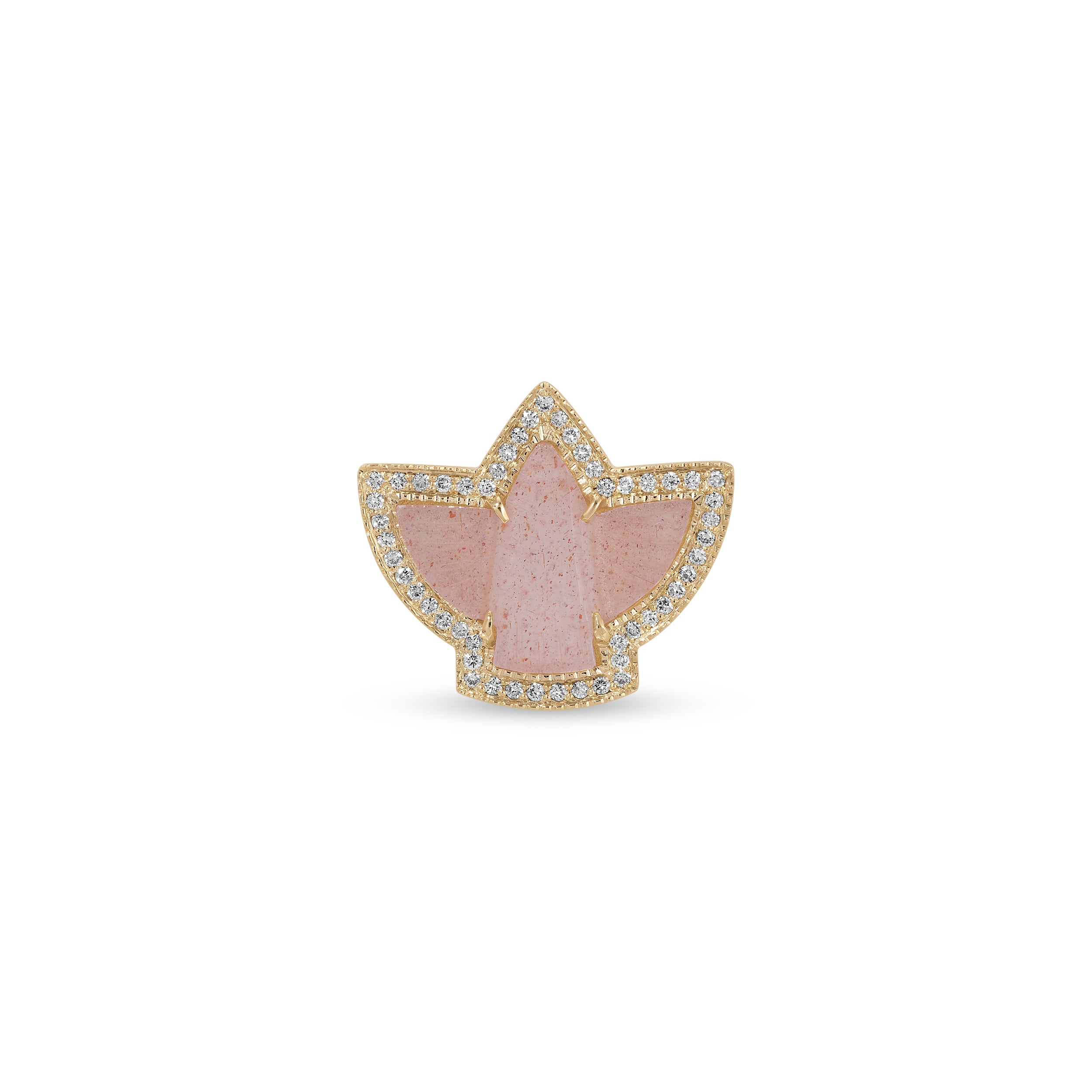 Jacquie Aiche Pavé Baby Peach Moonstone Thunderbird Ring