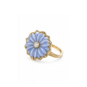 Jacquie Aiche Blue Opal Flower Pavé Diamond Ring