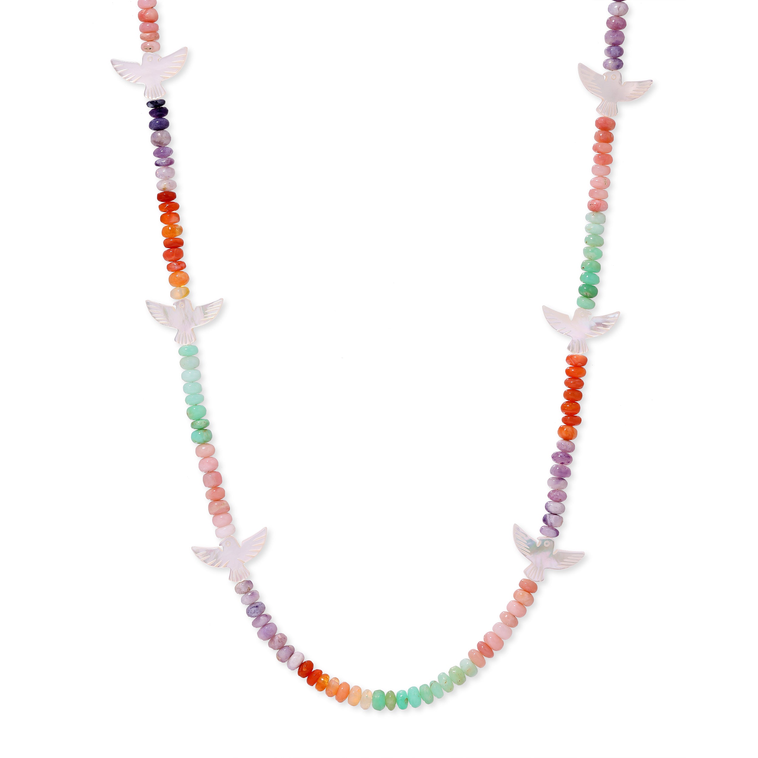 Jacquie Aiche Mother of Pearl Thunderbird Multi Gemstone Beaded Necklace