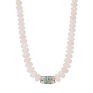 Jacquie Aiche Pave Opal Inlay Tube Bead + Opal Beaded Necklace