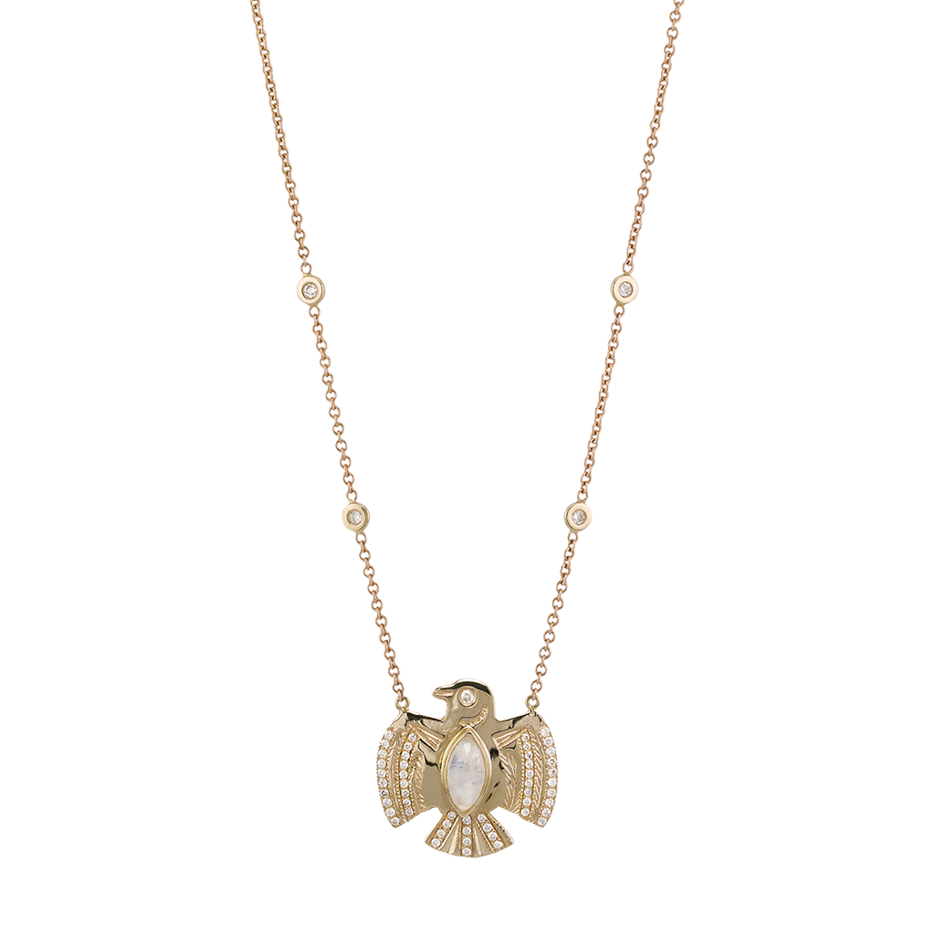 Jacquie Aiche Pavé Marquise Gemstone Eagle Necklace