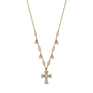 Jacquie Aiche Gothic Baguette Cross Sophia Diamond Shaker Necklace