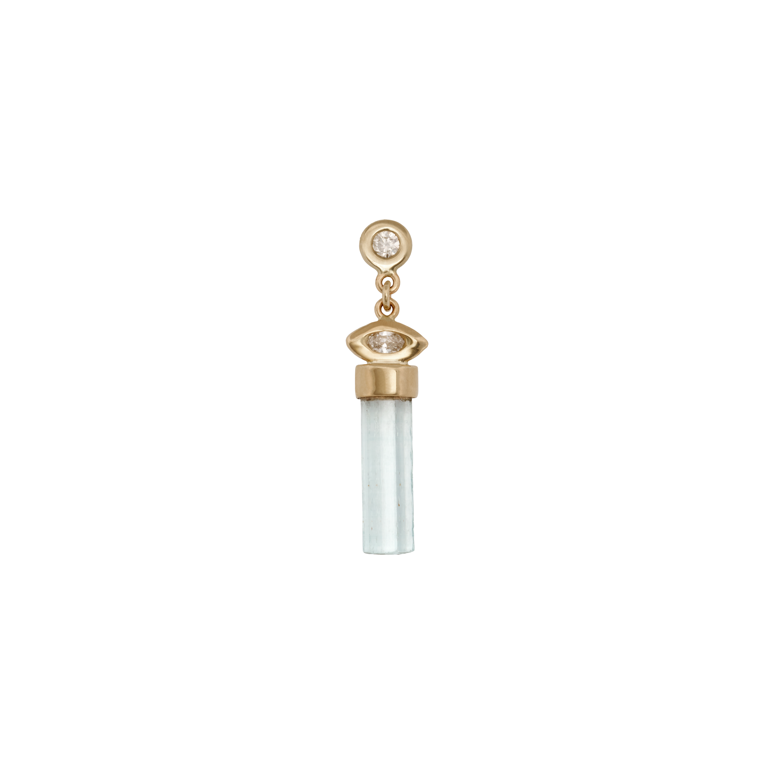 Jacquie Aiche 1 + 1 Marquise Diamond Aquamarine Crystal Bar Drop Stud
