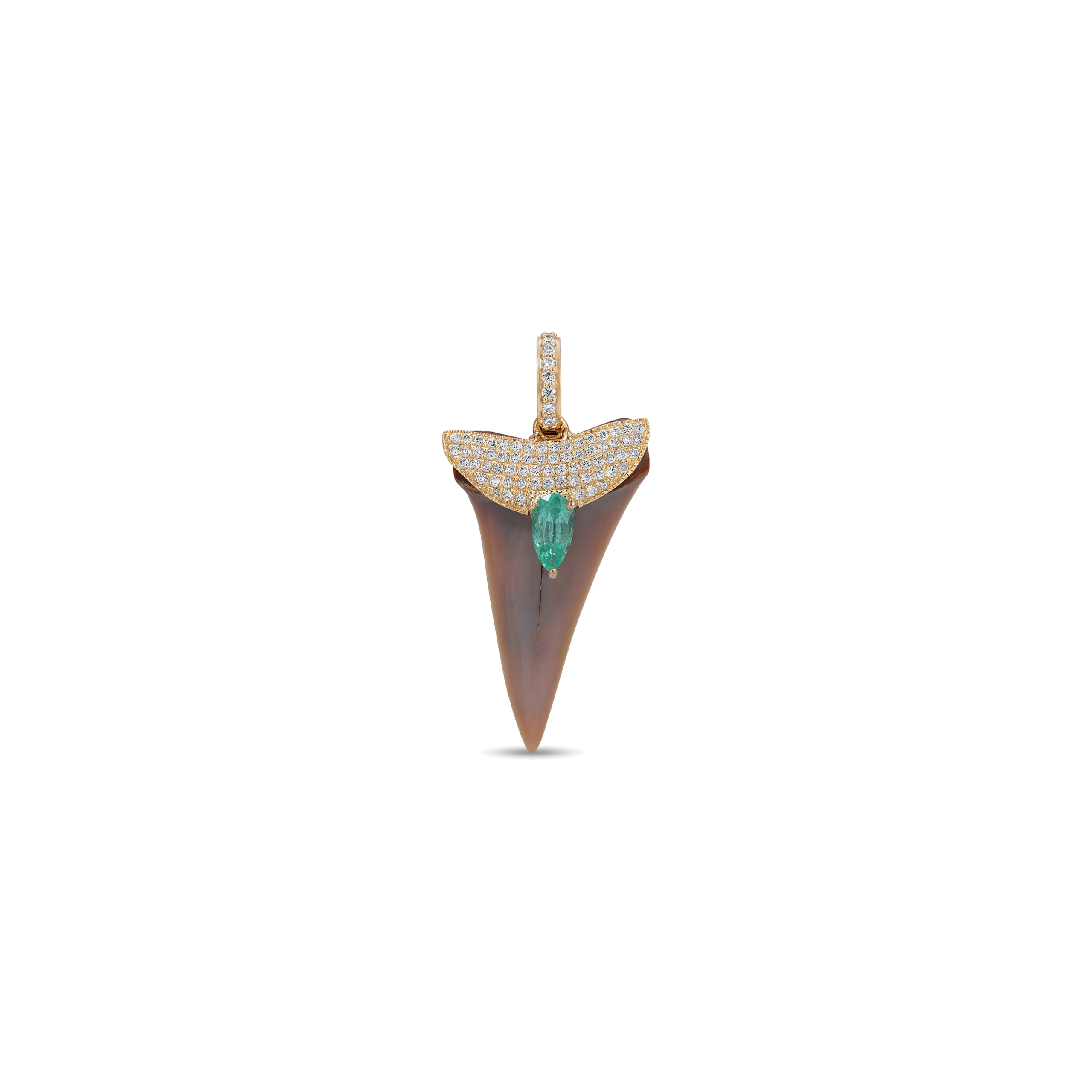 Jacquie Aiche Large Shark Tooth Emerald Teardrop Pavé Snap Bail Charm