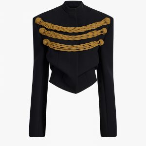 Khaite York Jacket With Cord Embroidery in Black and Gold