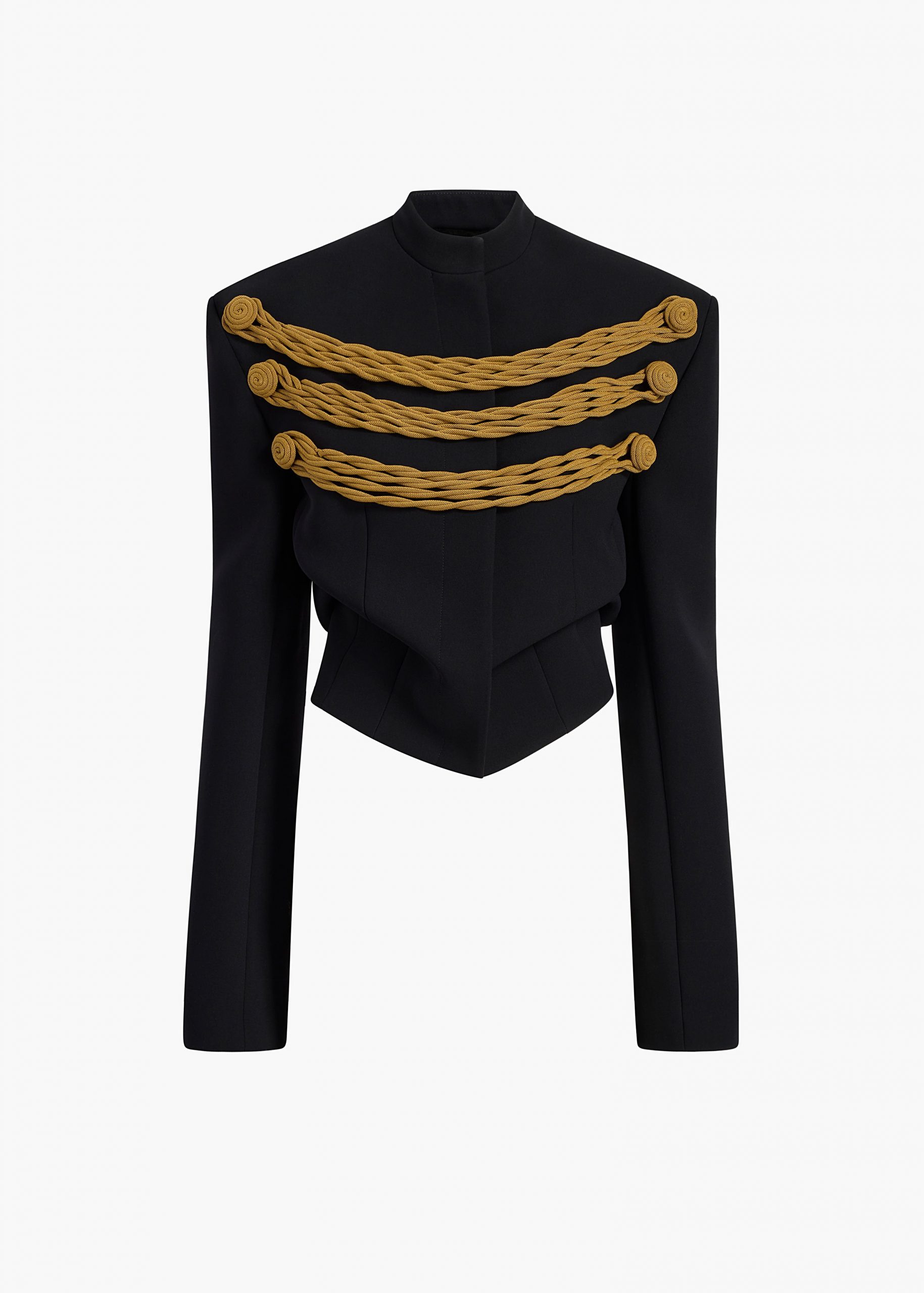 Khaite York Jacket With Cord Embroidery in Black and Gold