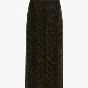 Khaite Ziva Skirt in Black and Olive Multi