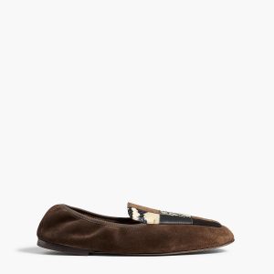 Khaite Zoe Patchwork Flat in Chocolate