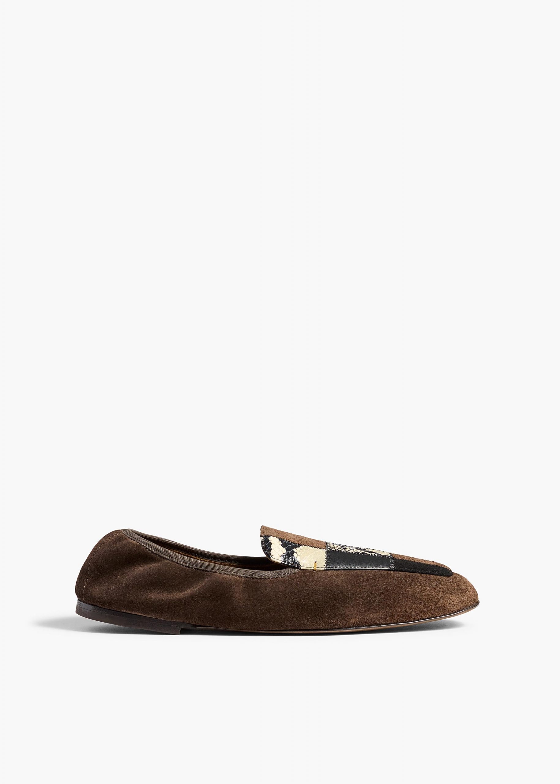 Khaite Zoe Patchwork Flat in Chocolate