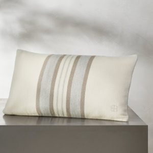 Bollandbranch Alpaca Equestrian Stripe Pillow Cover (Petite Lumbar) - Cream/Twig/Fog