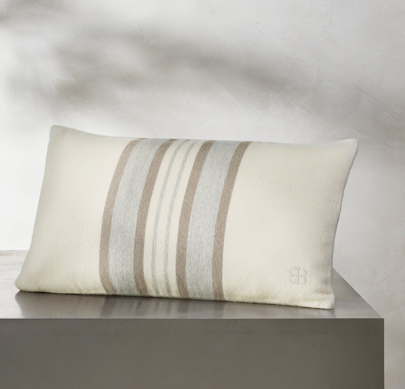 Bollandbranch Alpaca Equestrian Stripe Pillow Cover (Petite Lumbar) - Cream/Twig/Fog