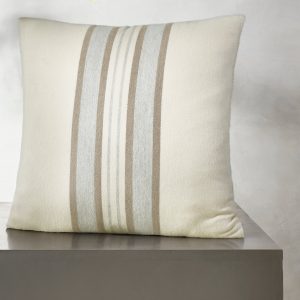 Bollandbranch Alpaca Equestrian Stripe Pillow Cover (22x22) - Cream/Twig/Fog