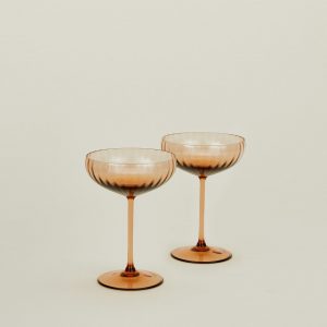 Hawkins New York Ribbed Cocktail Coupe, Set of 2 - Brown