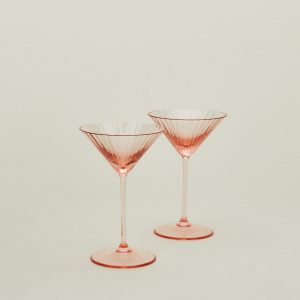 Hawkins New York Ribbed Martini Glass, Set of 2 - Blush