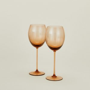Hawkins New York Ribbed White Wine Glass, Set of 2 - Brown