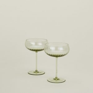 Hawkins New York Ribbed Cocktail Coupe, Set of 2 - Olive