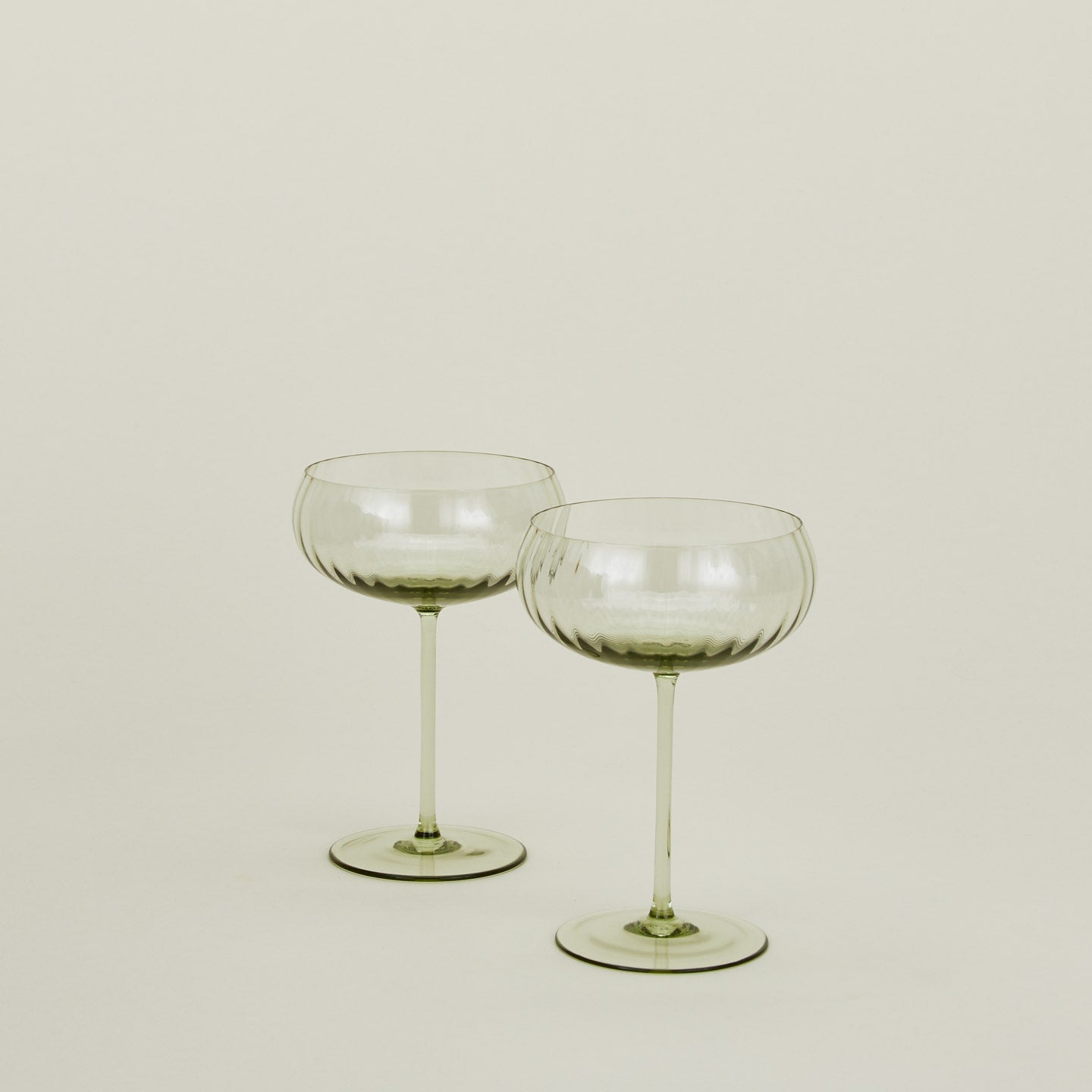 Hawkins New York Ribbed Cocktail Coupe, Set of 2 - Olive