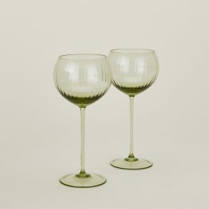 Hawkins New York Ribbed Red Wine Glass, Set of 2 - Olive