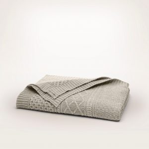 Bollandbranch Aran Knit Throw Blanket - Heathered Oatmeal