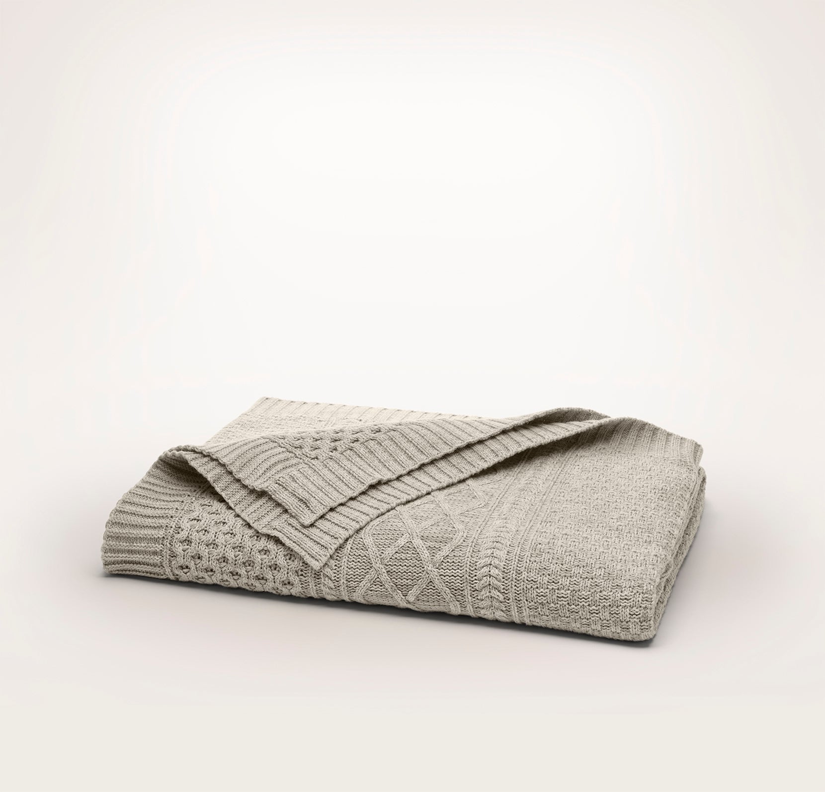 Bollandbranch Aran Knit Throw Blanket - Heathered Oatmeal