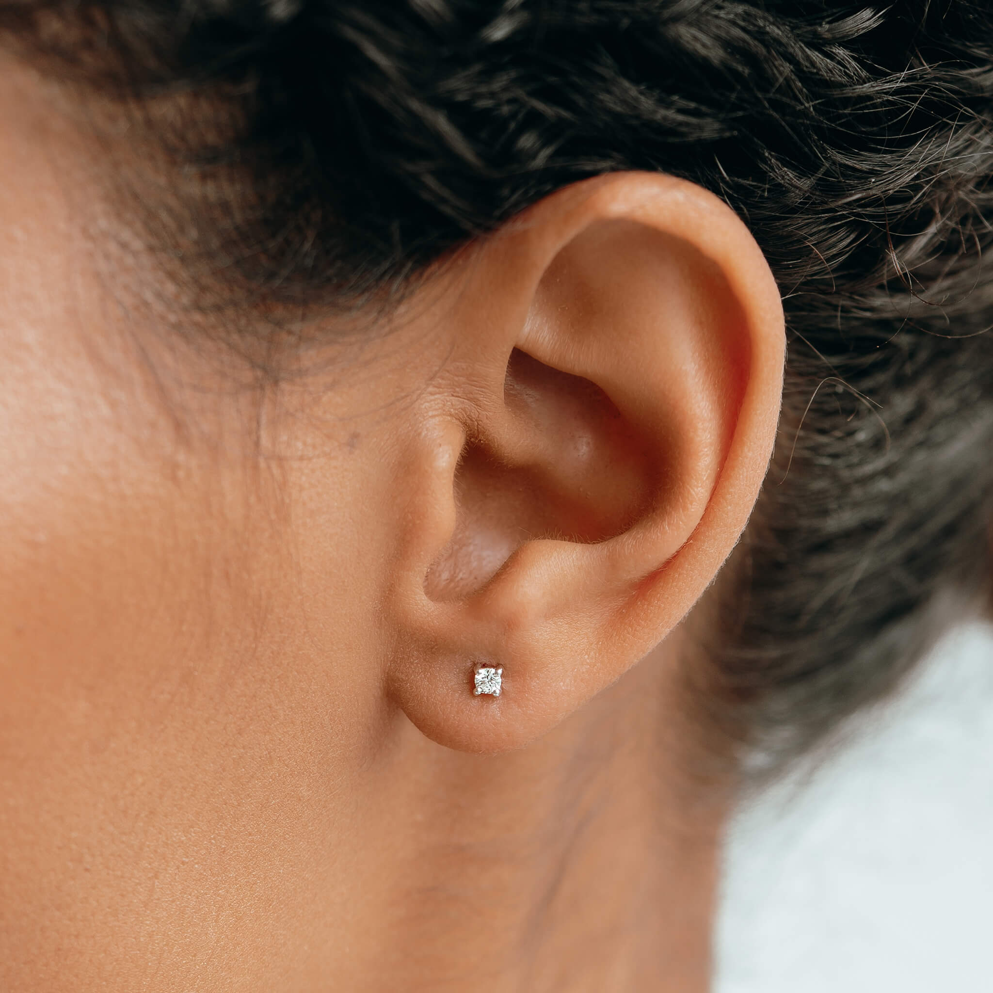 Linjer 14k White Gold Lab Grown Diamond Stud Earrings 2.5mm - Aria
