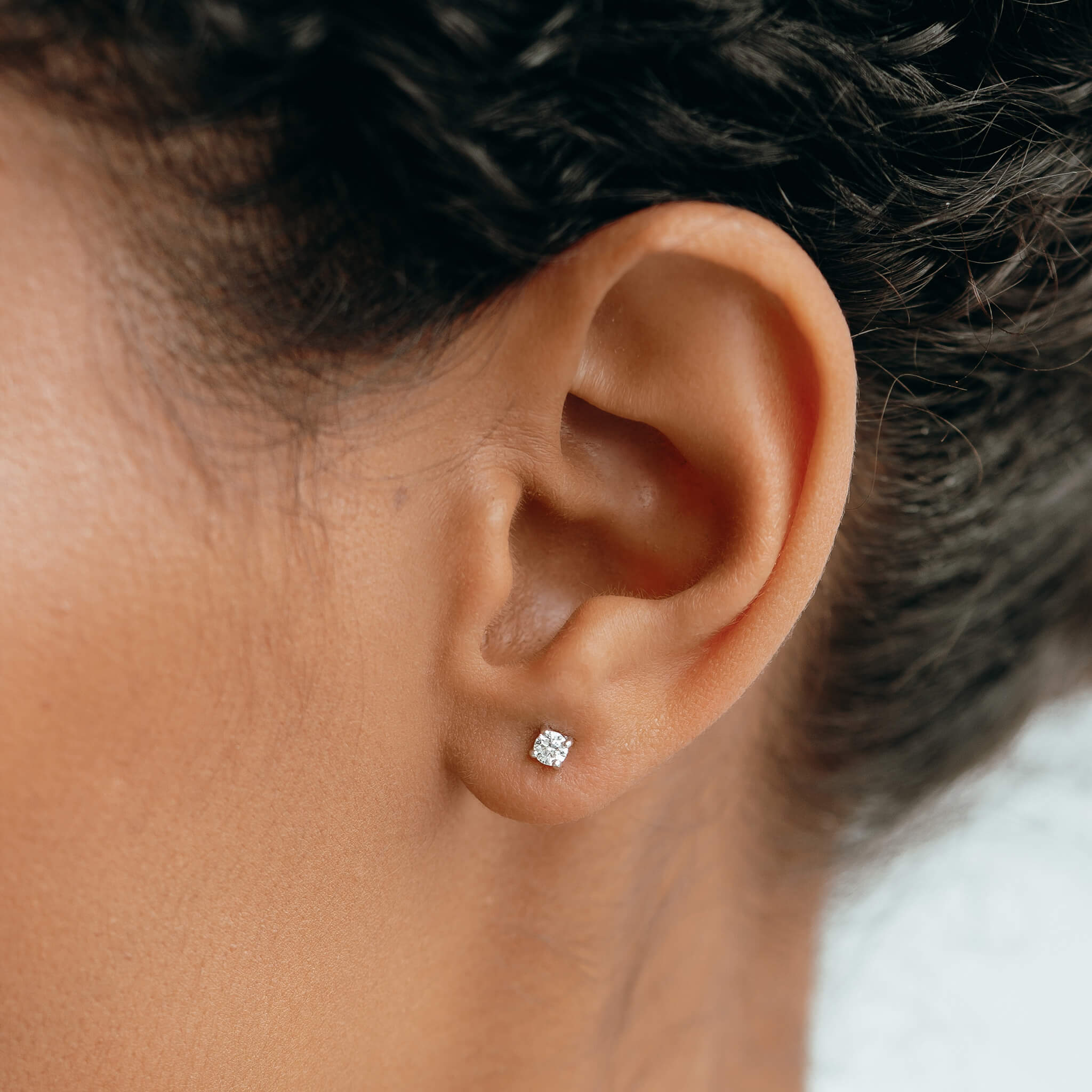 Linjer 14k White Gold Lab Grown Diamond Stud Earrings 3mm - Aria