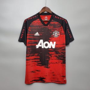 E Jerseys Manchester United Training Suit Red Black 20/21