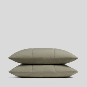Parachute Brushed Cotton Quilted Sham Set (Moss)
