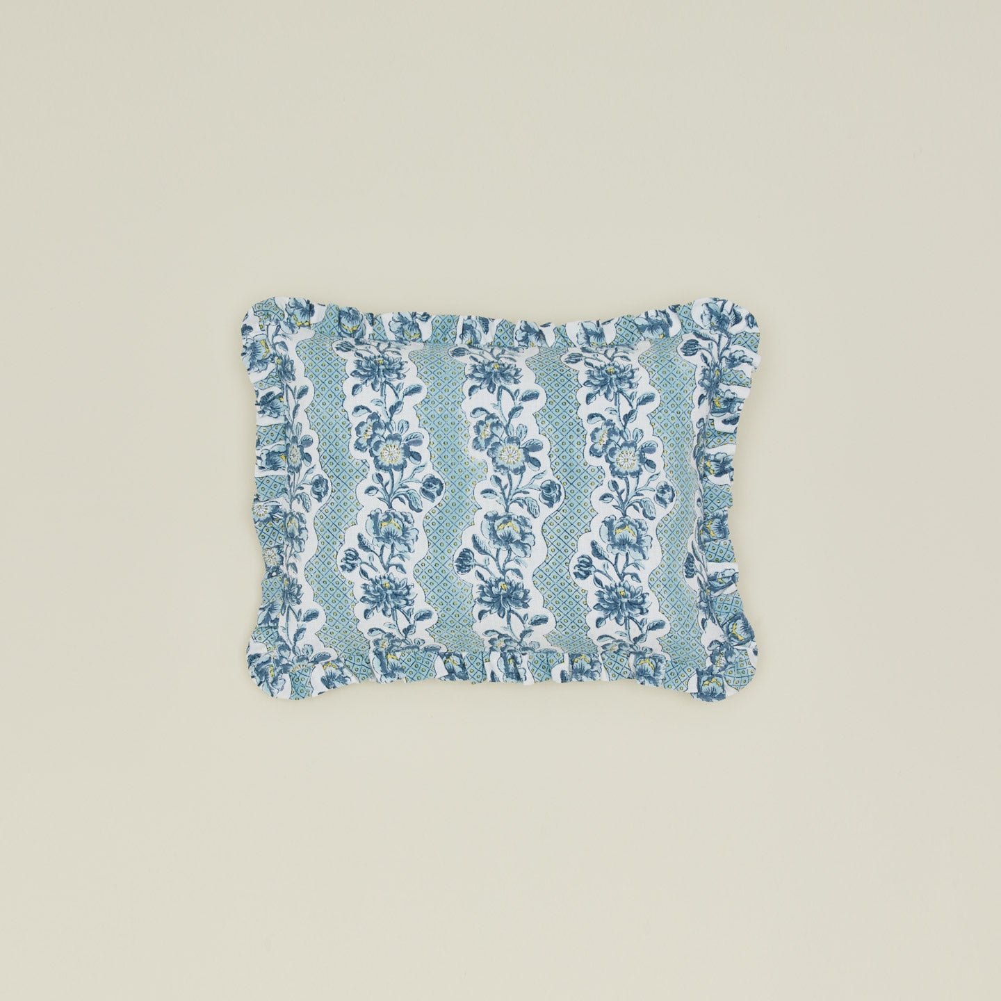 Hawkins New York Block Printed Ruffled Pillow Cover - Indigo Floral